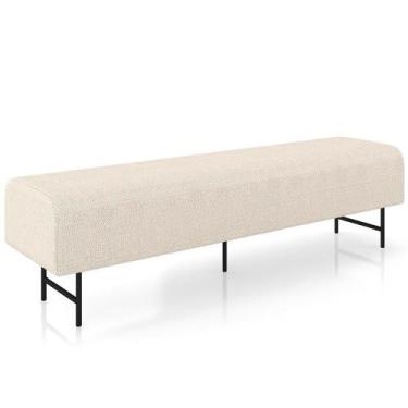 Imagem de Puff Recamier Decorativo Com Pés Industrial 140cm Novara P05 Linho Cre