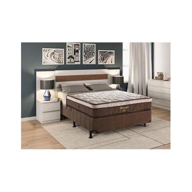 Imagem de Cama Box de Casal Ortobom Magnyfic com Ortopillow e Molas Ensacadas 65x138x188cm - Marrom/Bege