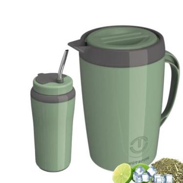Imagem de Kit Tereré Jarra Térmica 2,0 Litros + Copo Tereré Unitermi -, Verde
