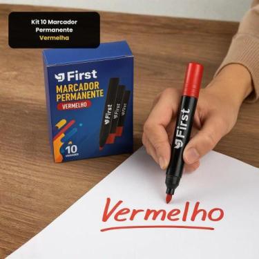 Imagem de Kit 10 Marcador Permanente - Vermelha - First