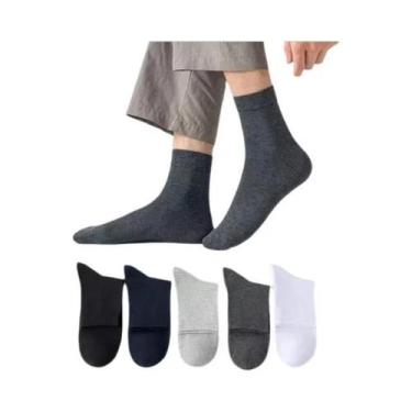 Imagem de Meias Masculinas Respiráveis de Algodão, 5/10 Pares, Casuais, Para Neg