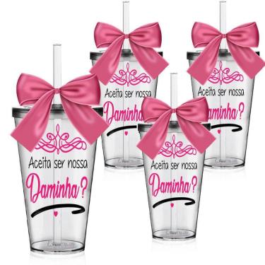 Imagem de Kit 4 Copos Convite Personalizado Para Daminha Acrílico
