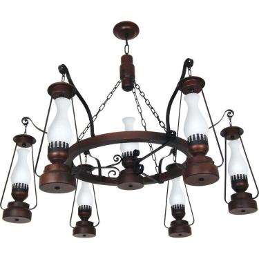 Imagem de Lustre Muller Lampião 7 Lâmpadas Envelhecido 887e