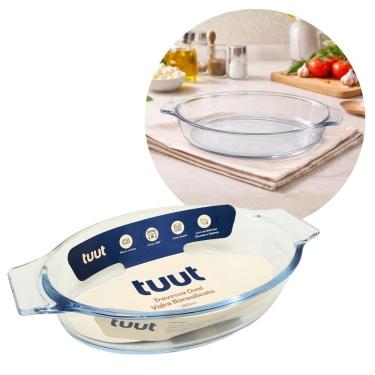 Imagem de Travessa Oval Em Vidro Borossilicato Premium Com Alças 780ml Forno E Micro-ondas