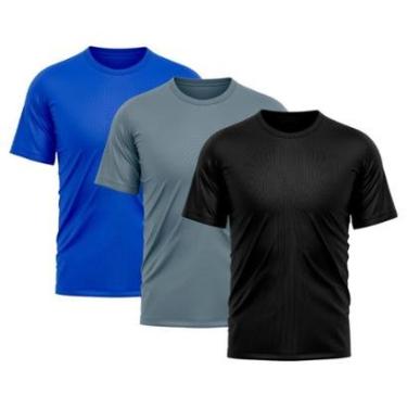 Imagem de Kit 3 Camiseta Masculina Dry Proteção Solar UV Básica Lisa Treino Academia Camisa Camisetas-Masculino