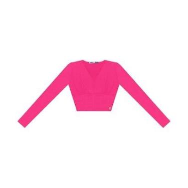 Imagem de Blusa Cropped Juvenil Manga Longa Minty Rosa-Feminino