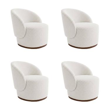 Imagem de Kit 4 Poltronas Orgânicas Decorativas Premium para Recepção Clínica em Bouclê Italiano Off White
