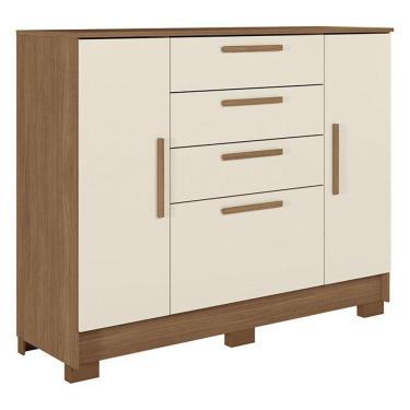 Imagem de Comoda Pinhais 2 Portas 4 Gavetas Jatobá Areia Acetinado - Santos Andirá