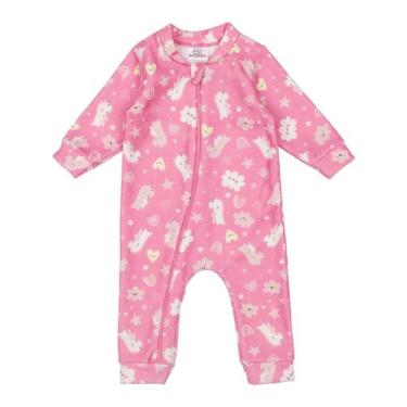 Imagem de Macacão Boucle Peluciado Bebê Com Zíper Estampado Inverno - Fofotinhos