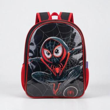 Imagem de Mochila Escolar Infantil Costas Grande Reforçada Aranha Cristal Menino