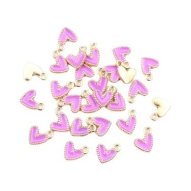 Imagem de Pingentes De Coração Coloridos Em Liga Metálica 50 Peças 9x10mm, Lindo