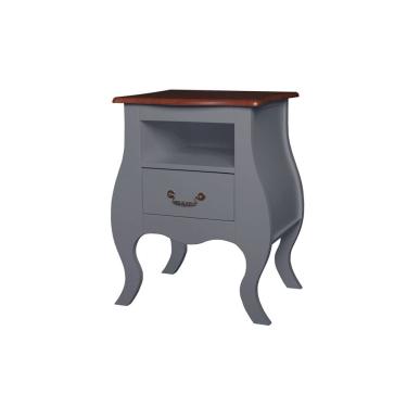 Imagem de Mesa de Cabeceira Bombê 1 Gaveta e Nicho 1026N - Cinza/Imbuia Glazer