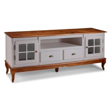 Imagem de Rack para Sala com Pés Luis XV 2 Portas 2 Gavetas e Nicho Hannover 60812 Linz Móveis - Off White/Imbuia