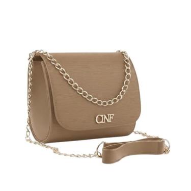 Imagem de Bolsa Feminina Transversal Tira Colo Corrente - CF Ecommerce, Amêndoa
