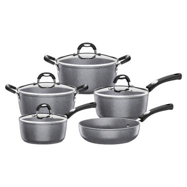 Imagem de Jogo de Panela Mônaco Cinza com 5 Peças - TRAMONTINA