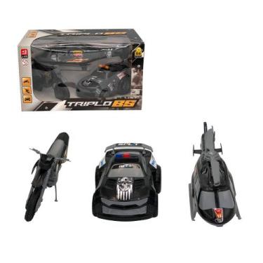 Imagem de Triplo BS Kit de Brinquedos de Polícia com Carro, Moto e Helicóptero -