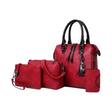 Imagem de Bolsa Feminina Luxuosa de Couro com Borla - Conjunto com 4 Peças, Conj