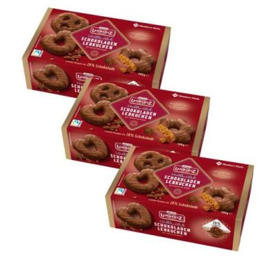 Imagem de Kit 3 Caixas Pão de Mel Importado Lambertz 500g  Lebkuchen Chocolate A