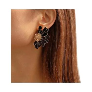 Imagem de Brincos De Pétalas Grandes Coloridas Para Mulheres, Acessórios De Moda