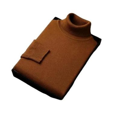 Imagem de Suéter Masculino De Tricô Gola Alta Quente Manga Longa Respirável Pulô