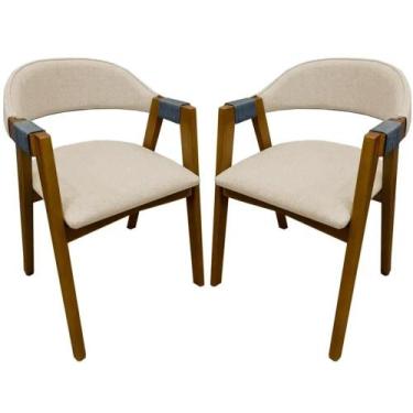 Imagem de Kit 2 Cadeiras Ravena Madeira Tecido Linho Minas Plac Cor Cinamomo com