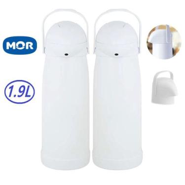Imagem de Kit 2 Garrafa Térmica Água Café Quente Pressão Mor Nobile 1.9l, Branco