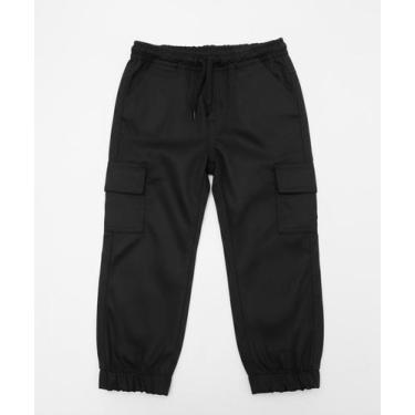Imagem de Calça Infantil Jogger Cargo Moletom Marisa Tam 1 a 3 Preta, 1, Preto