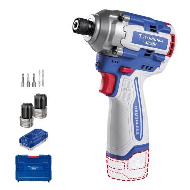 Imagem de Parafusadeira de Impacto Tramontina by TOTAL 16V Brushless 170 N.m Mandril 1/4" com 2 Baterias