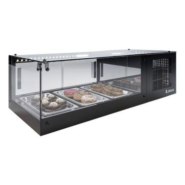 Imagem de Vitrine Refrigerada De Bancada Sem Bandejas Com Termostato Gvrs100t Preta Gelopar 220V