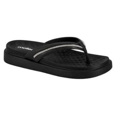 Imagem de Tamanco Flats Moleca Tira com Brilho Plataforma 5554 - Preto-Feminino