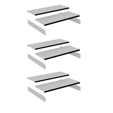 Imagem de Kit 3 Bandeja Gondola Rack FIT Branco 6X 30x90 CH22 Pe Preto