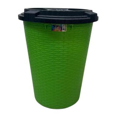 Imagem de Lixeira Cesto de Roupa Suja Infantil Bebê com Tampa Rattan 60 Litros B