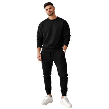 Imagem de Conjunto Moletom Masculino Gola Careca + Calça Moletom Confortável Casual Inverno-Mascu...