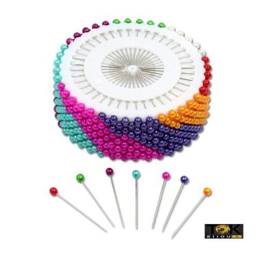 Imagem de Alfinete Cabeça Colorida -12 Discos com 40 Alfinetes cada (480 Alfinet