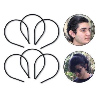 Imagem de Kit 12 Arcos Plásticos de Cabelo Masculino Tiara Fina 6mm Homens Menin