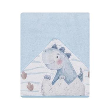 Imagem de Toalha De Banho Bebê Felpuda Dino Azul 90x70cm Papi