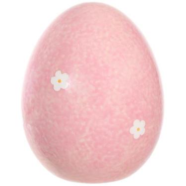 Imagem de Ovo de Páscoa decorativo em cerâmica rosa com flores 12,1 cm - DA