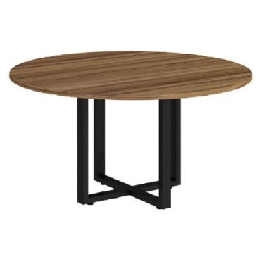 Imagem de Mesa Reunião redonda Web25 1,20x1,20 Pé Quadro Nogal / Preto - Andrezi