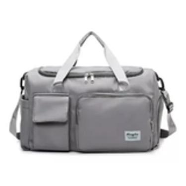 Imagem de Bolsa Mala Feminina Masculina Viagem Academia - Transversal, Cinza