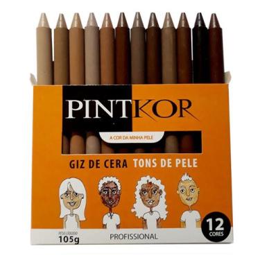 Imagem de Giz de Cera Pintkor 12 Cores Tons de Pele 10 UNIDADES