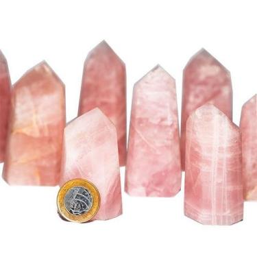 Imagem de 05 kg de Pontas de Quartzo Rosa Gerador Lapidado - Pedras de Garimpo -