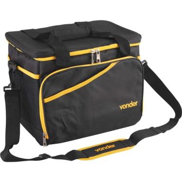 Imagem de Bolsa Térmica Vonder Bolsa Térmica 17L Lona Reforçada Preta e Amarela com Alça de Nylon e 6 Bolsos