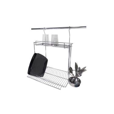 Imagem de Escorredor Side Inox 20 Pratos com Porta Talheres 3033 Jomer, Tamanho 