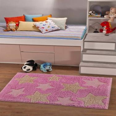 Imagem de Tapete Infantil Relevo Jazz Kids 1,00 X 1,50 Estrela Rosa - Oasis