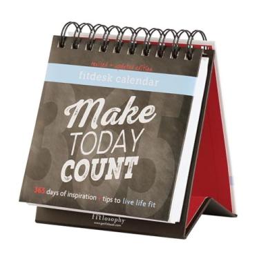 Imagem de Fitlosophy Calendário perpétuo de mesa inspirador de 365 dias "Make Today Count", calendário perpétuo de 365 dias Fitdesk (FITDESK-Cal)