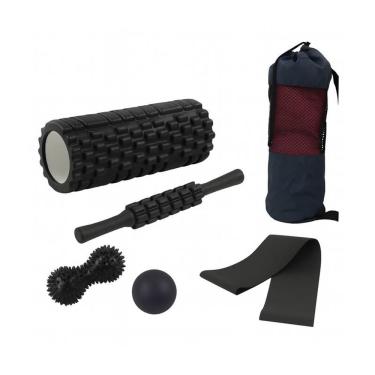 Imagem de Conjunto de Yoga 5 Peças Rolo Bastão Faixa Elástica Bola Kit Alongamento Fortalecimento Massagem Único