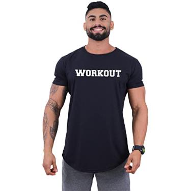 Imagem de Camiseta Masculina LongLine MXD Conceito Slim Cores e Estampas Casuais (G, Workout Preto)