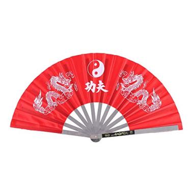 Imagem de Fãs de Kung Fu de metal, ventilador chinês de Kung Fu Tai Chi, ventilador dobrável de dança de artes marciais aço inoxidável escrito Kung Fu chinês