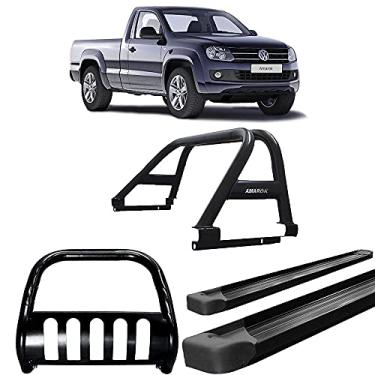 Imagem de Kit Quebra Mato+Estribo ALUMÍNIO+Santo DUPLO AMAROK CS PRETO