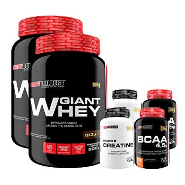 Imagem de Kit 2x Giant Whey Chocolate 900g + 2x Power Creatina 100g + 2 BCAA 4,5 100g - Bodybuilders